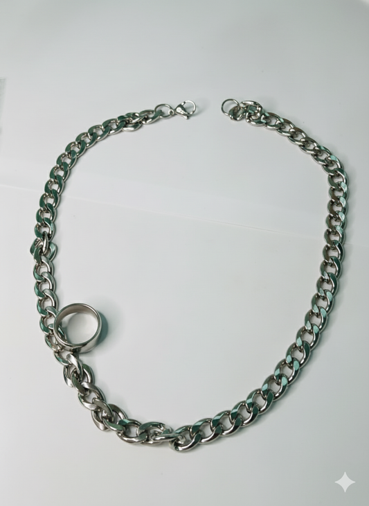 Mens Bold Chain With Ring - Stainless Steel