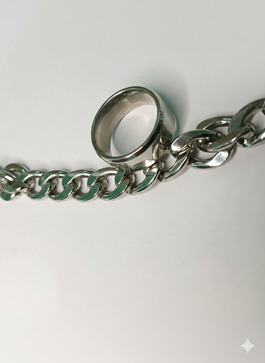 Mens Bold Chain With Ring - Stainless Steel